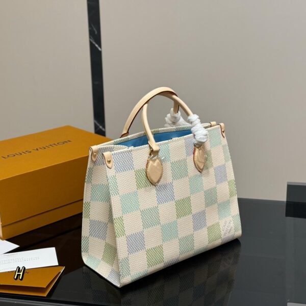 LV Onthego Multicolor Checkered Leather Tote Bag – 34cm