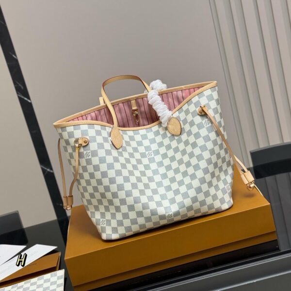 Louis Vuitton Neverfull MM Tote – Damier Azur Canvas Shopping Bag 31CM
