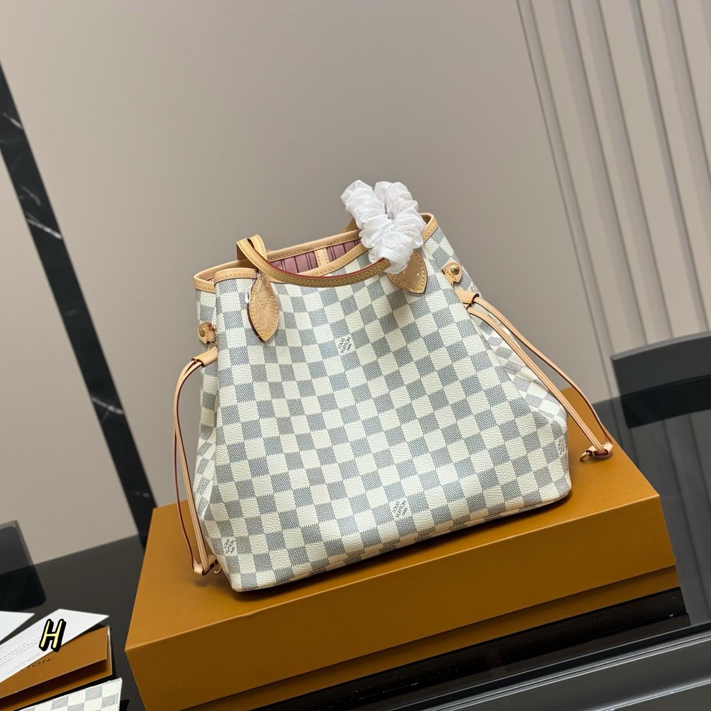 Louis Vuitton Neverfull MM Tote – Damier Azur Canvas Shopping Bag 31CM - Image 9