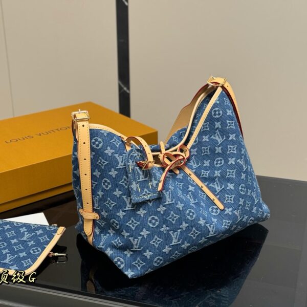 Louis Vuitton CarryAll Denim Shoulder Bag with Pouch 35CM