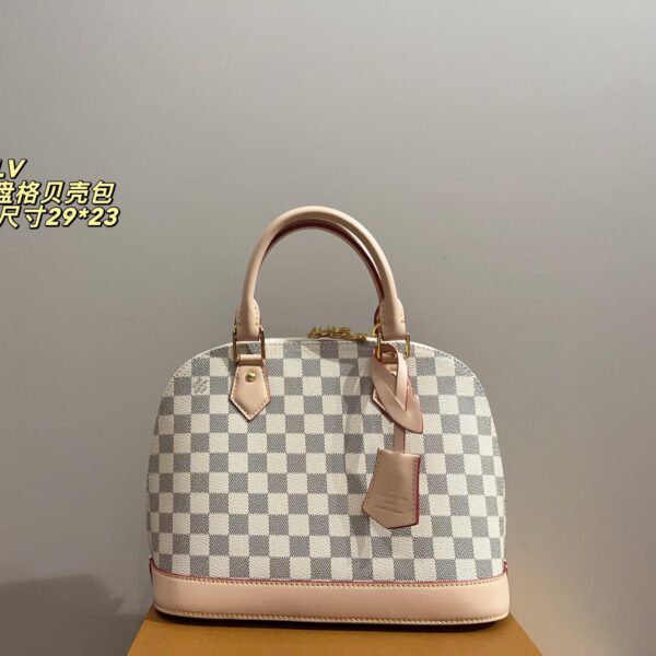 Louis Vuitton Alma Damier Azur Handbag – Elegant Checkered Dome Bag 29CM