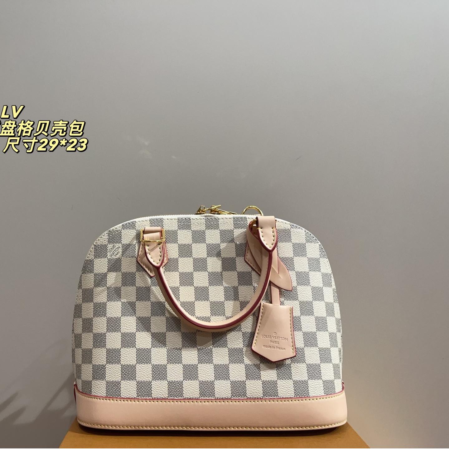 Louis Vuitton Alma Damier Azur Handbag – Elegant Checkered Dome Bag 29CM - Image 2