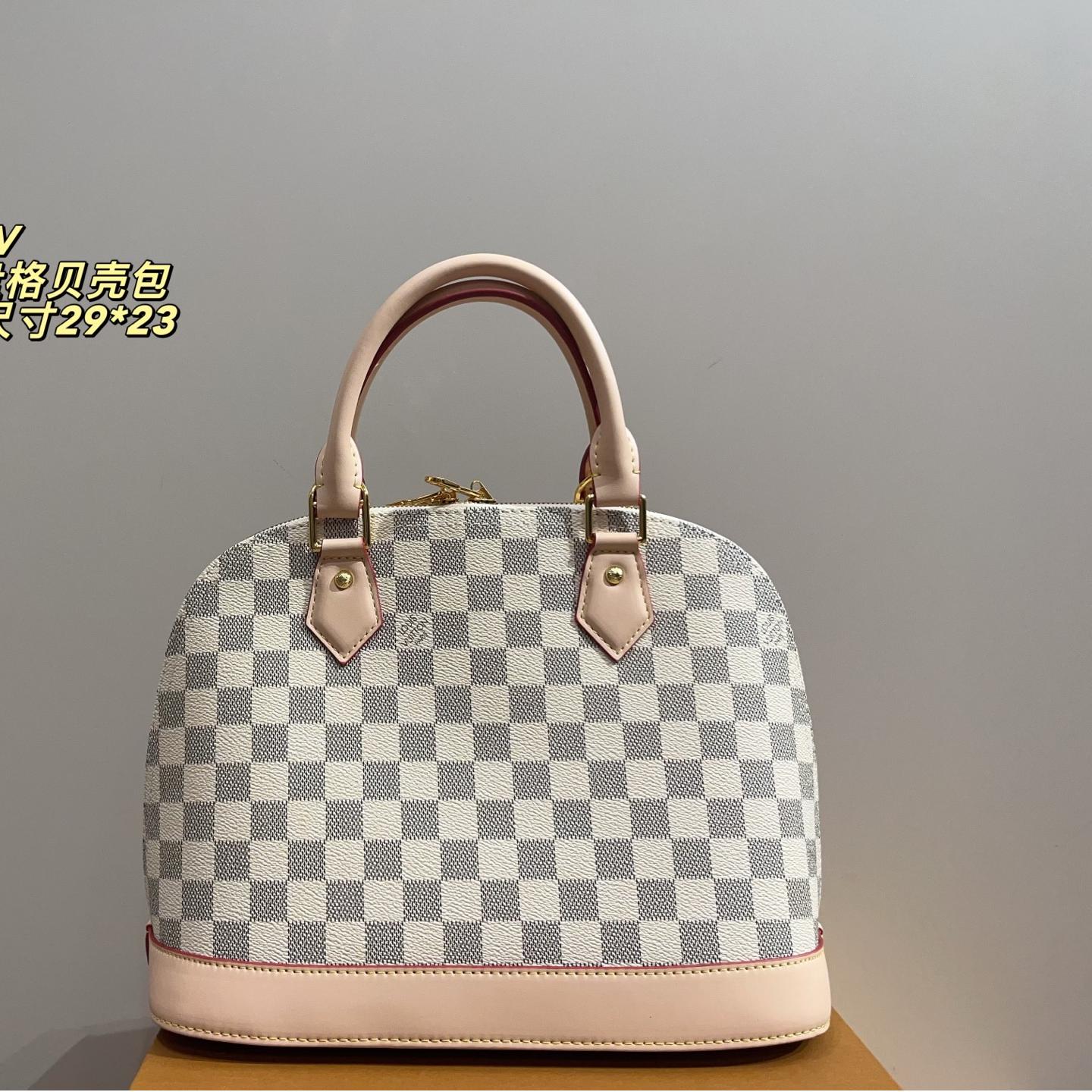 Louis Vuitton Alma Damier Azur Handbag – Elegant Checkered Dome Bag 29CM - Image 3