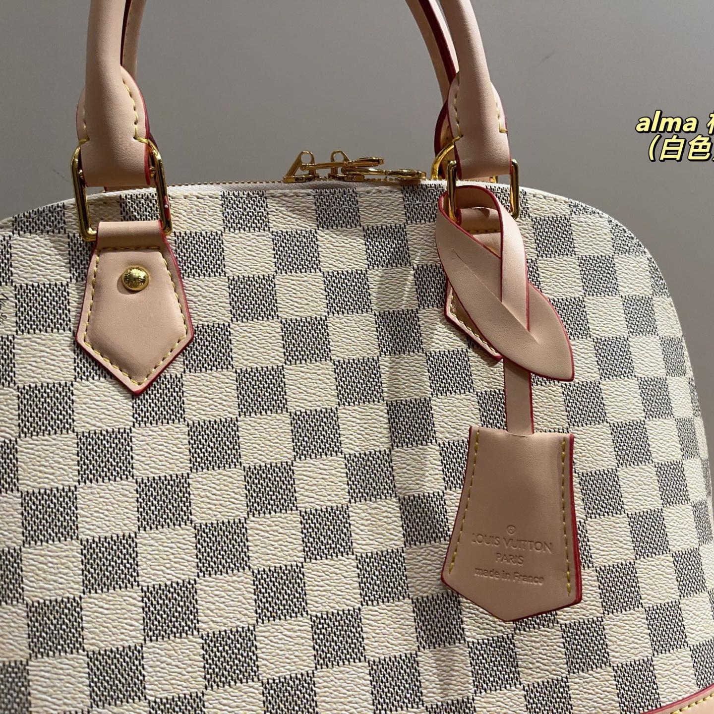 Louis Vuitton Alma Damier Azur Handbag – Elegant Checkered Dome Bag 29CM - Image 5