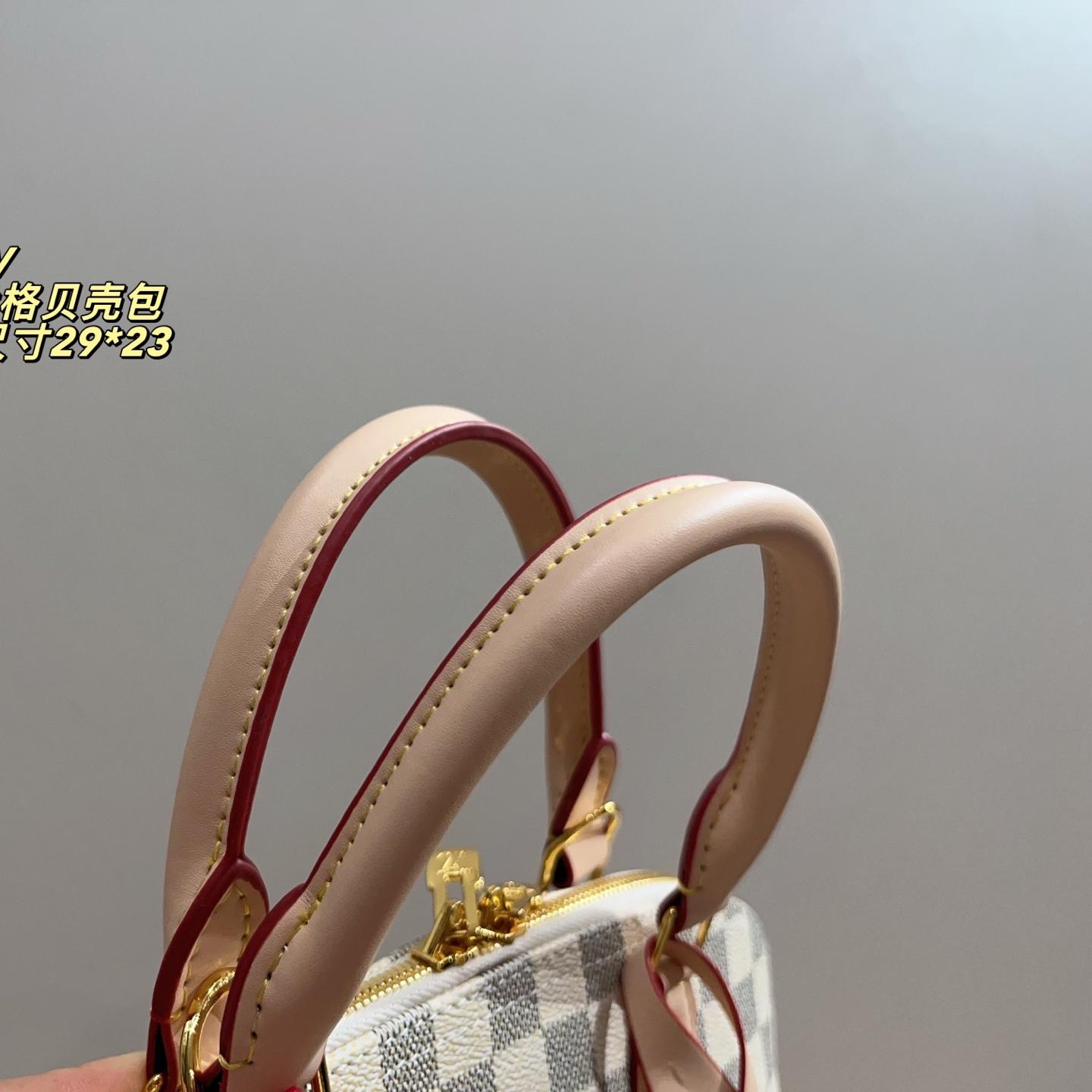 Louis Vuitton Alma Damier Azur Handbag – Elegant Checkered Dome Bag 29CM - Image 7