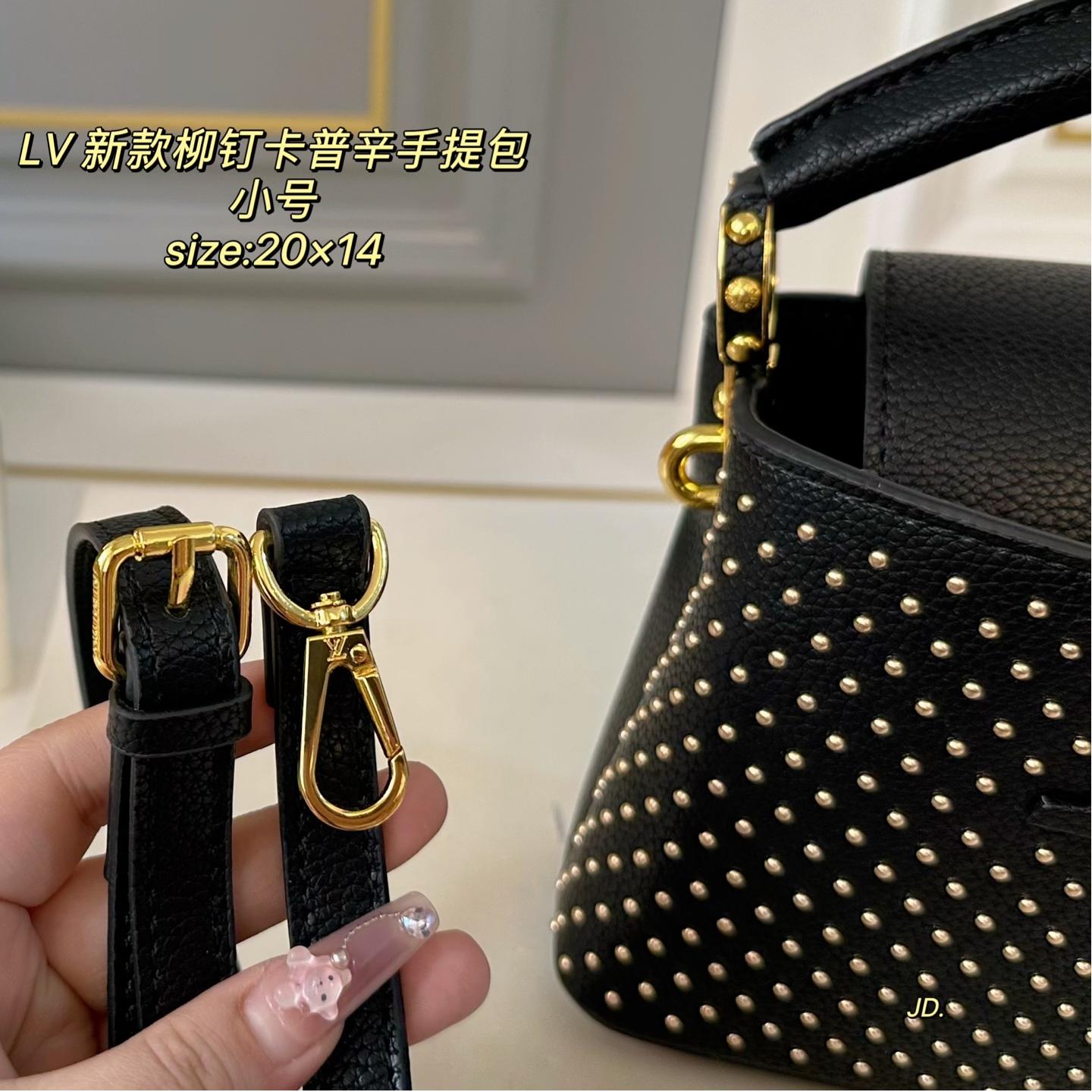 Louis Vuitton Capucines Mini Studded Bag – Black Leather Top Handle 20CM - Image 7