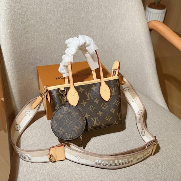 Mini Monogram Neverfull BB Tote Bag with Wide Strap and Coin Pouch 18CM