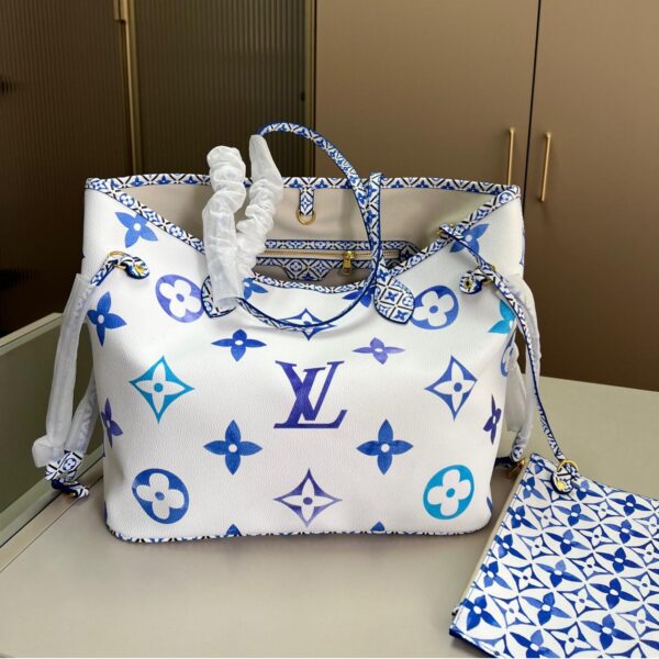 Blue Gradient Monogram Neverfull Tote Bag with Printed Pouch – 33cm Summer Edition