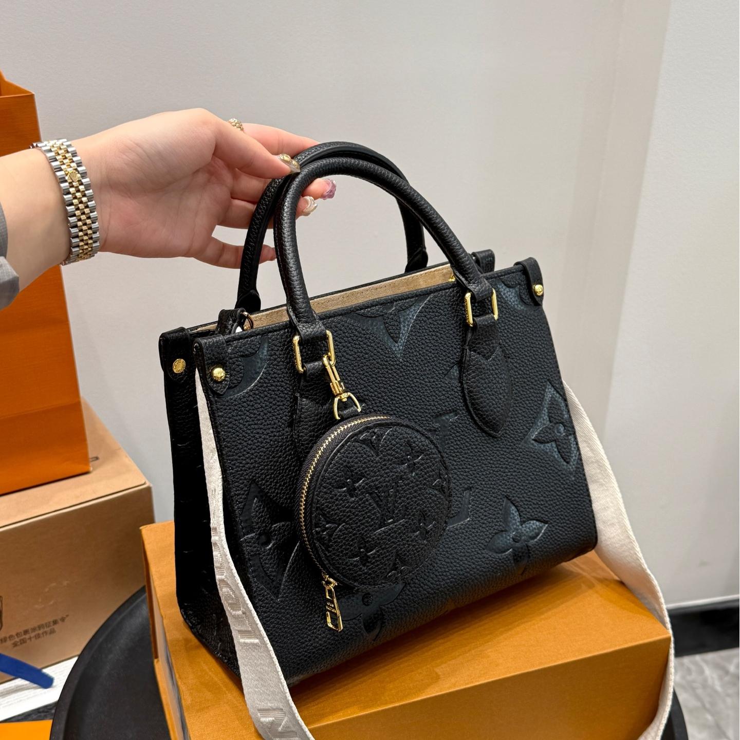 Mini Onthego Tote in Black Monogram Empreinte Leather with Wide Strap & Coin Pouch – 25CM Jungle Edition - Image 2
