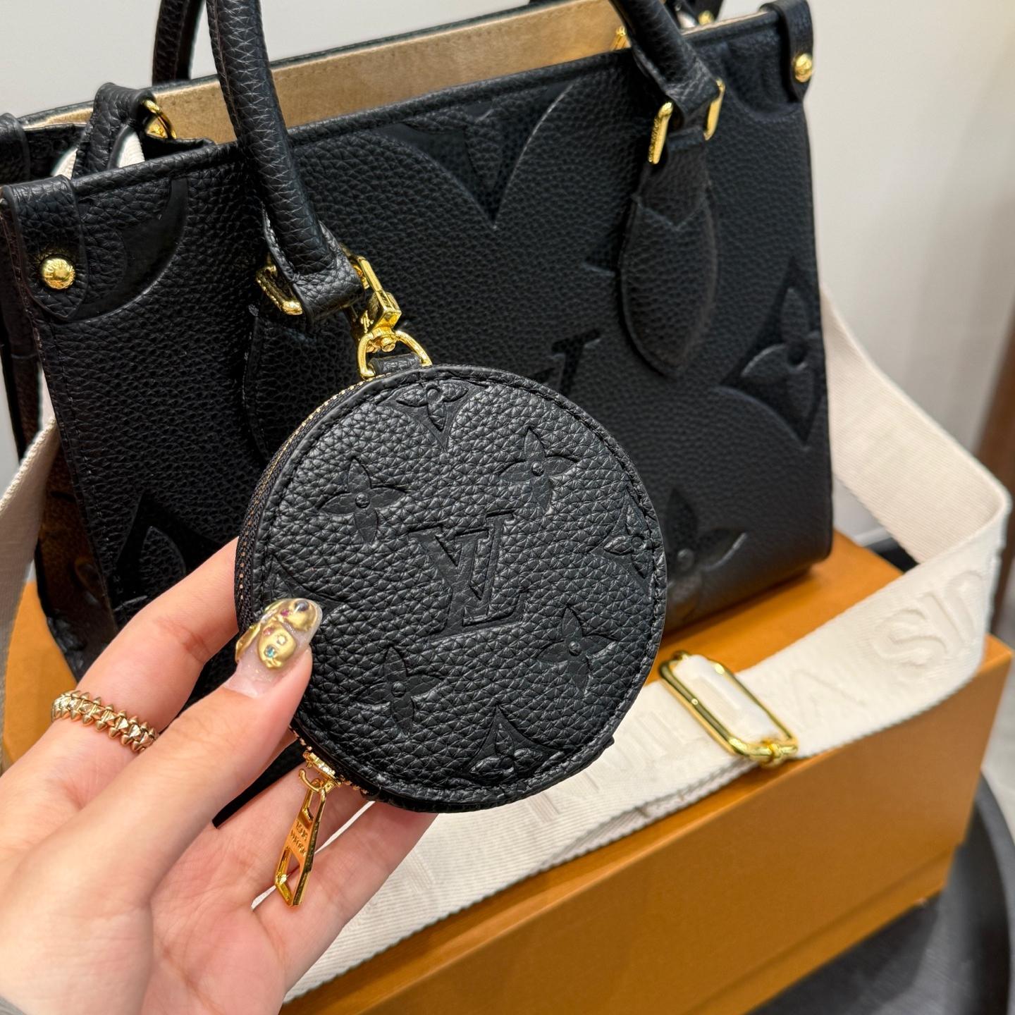 Mini Onthego Tote in Black Monogram Empreinte Leather with Wide Strap & Coin Pouch – 25CM Jungle Edition - Image 3