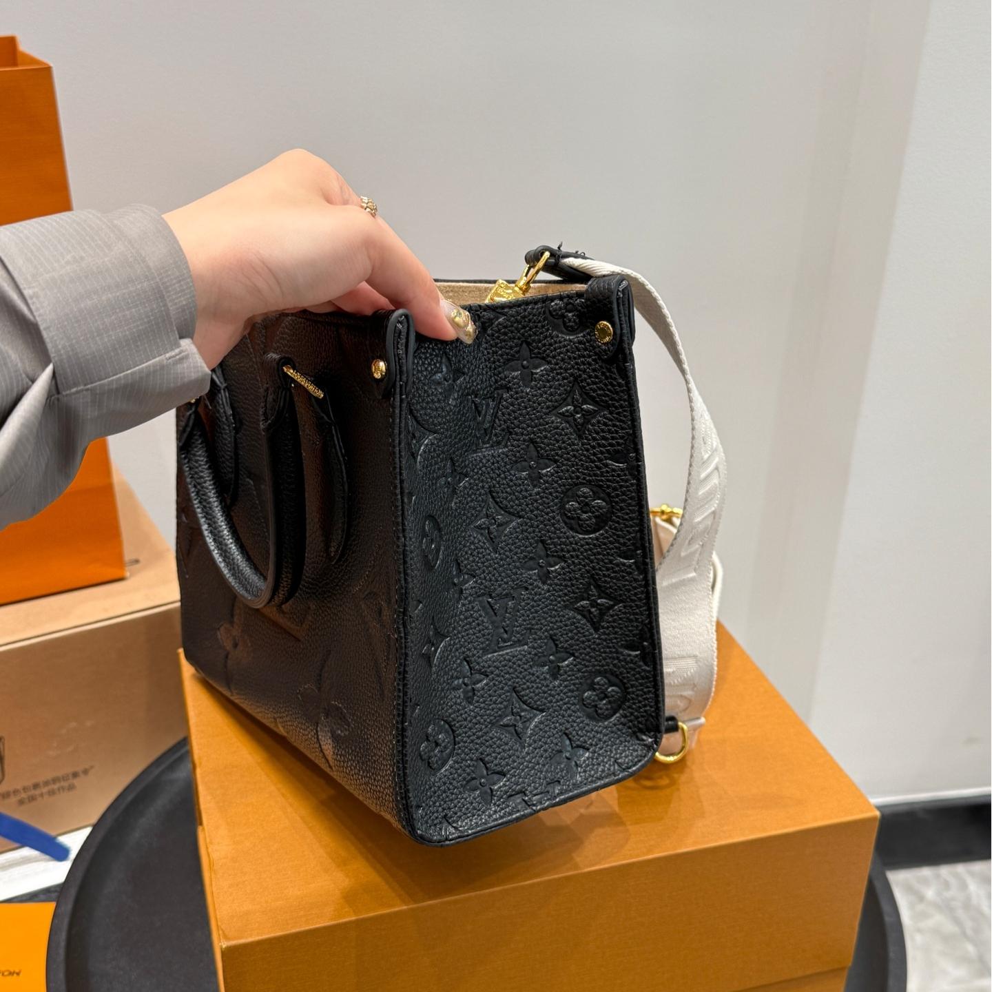 Mini Onthego Tote in Black Monogram Empreinte Leather with Wide Strap & Coin Pouch – 25CM Jungle Edition - Image 4