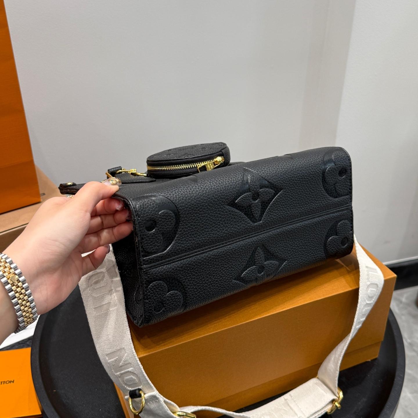 Mini Onthego Tote in Black Monogram Empreinte Leather with Wide Strap & Coin Pouch – 25CM Jungle Edition - Image 5