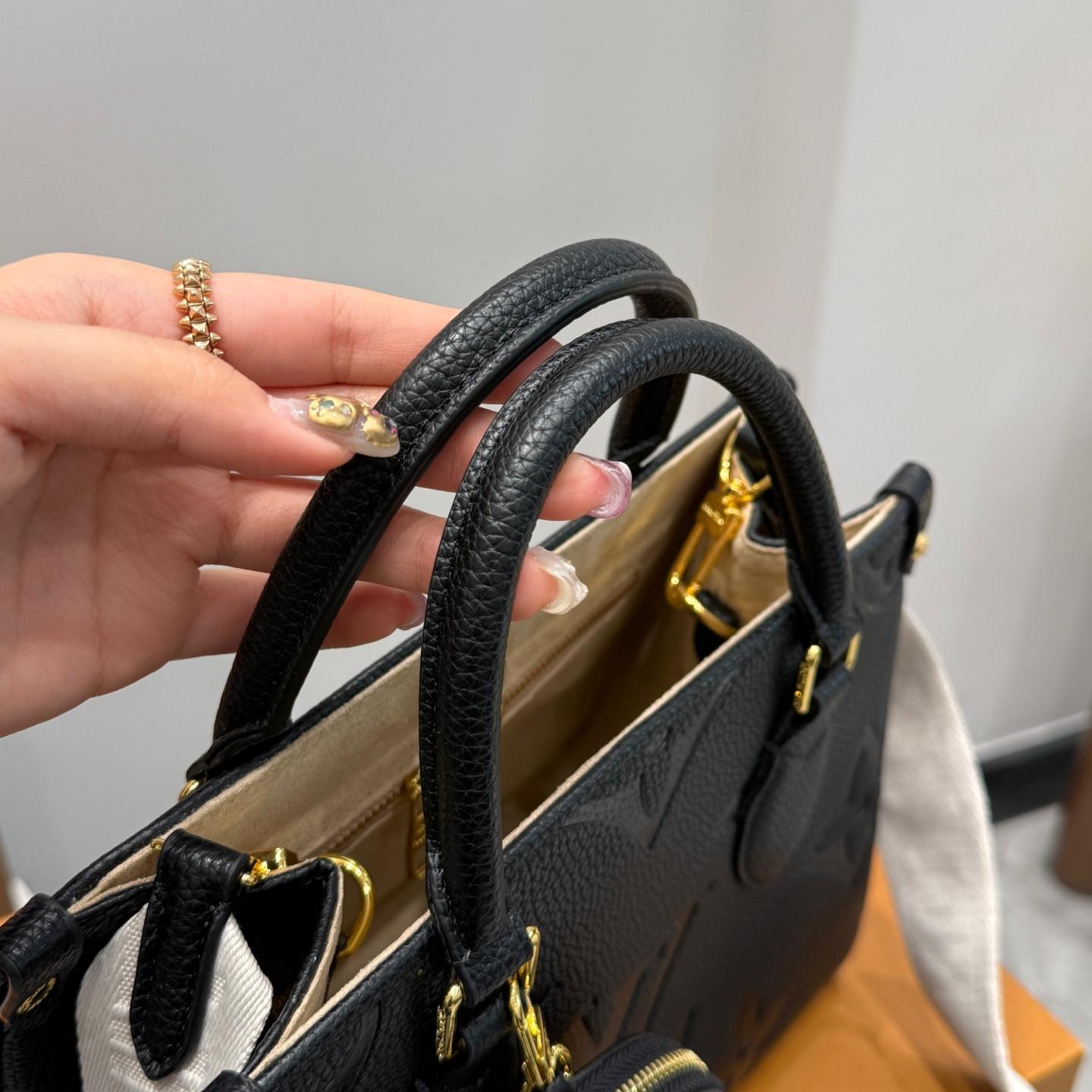 Mini Onthego Tote in Black Monogram Empreinte Leather with Wide Strap & Coin Pouch – 25CM Jungle Edition - Image 6