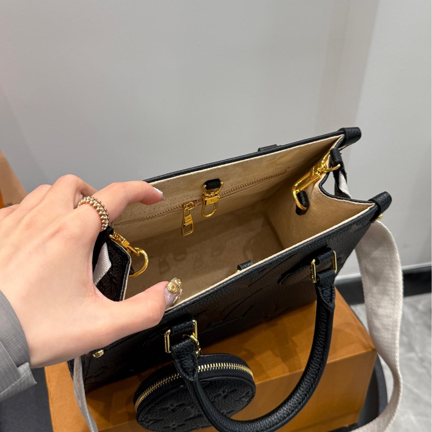 Mini Onthego Tote in Black Monogram Empreinte Leather with Wide Strap & Coin Pouch – 25CM Jungle Edition - Image 7
