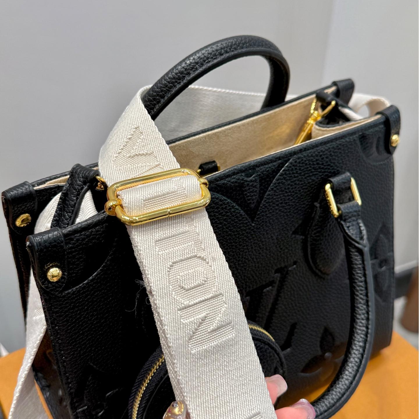 Mini Onthego Tote in Black Monogram Empreinte Leather with Wide Strap & Coin Pouch – 25CM Jungle Edition - Image 8