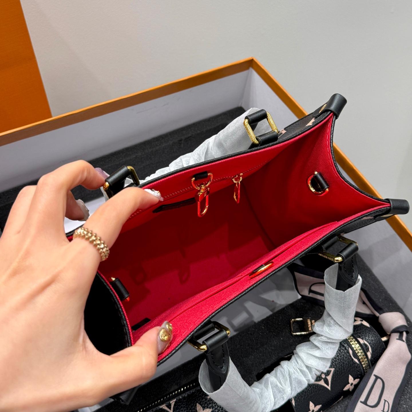 LV Onthego Jungle Tote Set – 25cm Black Embossed Monogram with Card Holder & Key Pouch - Image 8