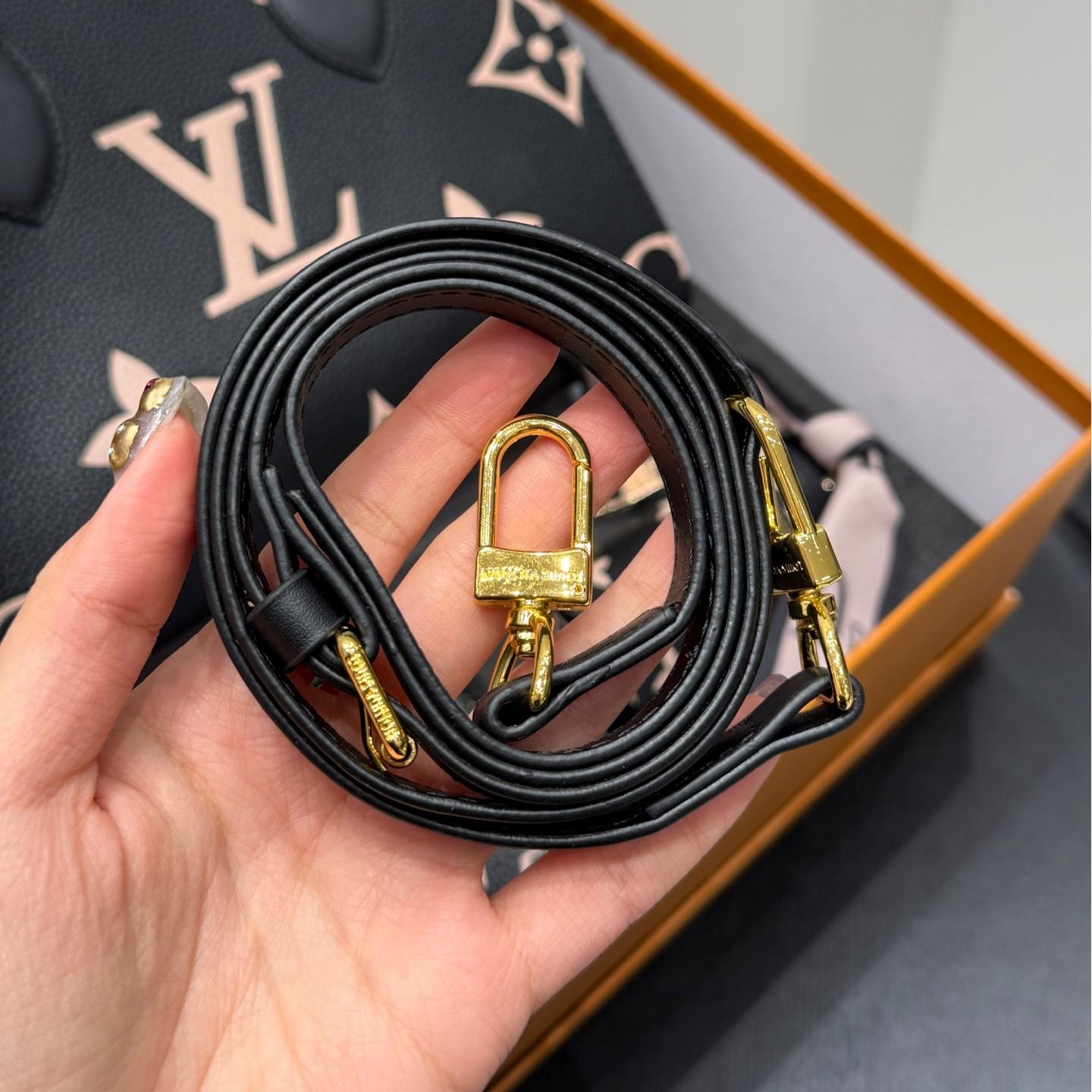 LV Onthego Jungle Tote Set – 25cm Black Embossed Monogram with Card Holder & Key Pouch - Image 9