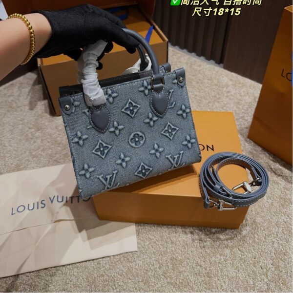 Mini Washed Denim LV Onthego Tote Bag – 18cm Casual Essential