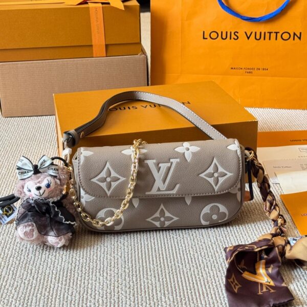 LV East West Onthego Tote in Taupe Leather – Compact Luxury Shoulder Bag 25CM
