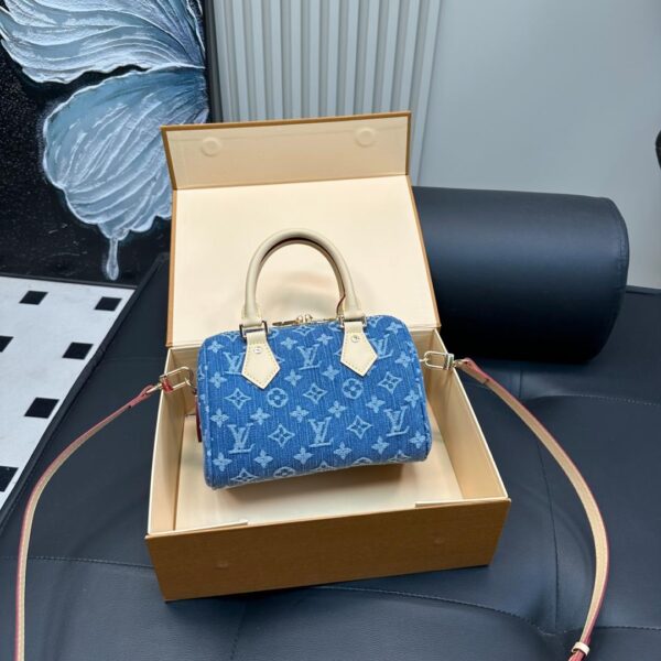 LV Speedy 20 Nano Denim Monogram Bag – Blue Mini Top Handle 20CM