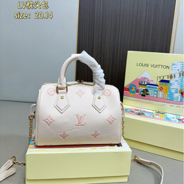 LV Speedy 20 Light Pink Embossed Monogram Bag – Mini Barrel Tote 20CM