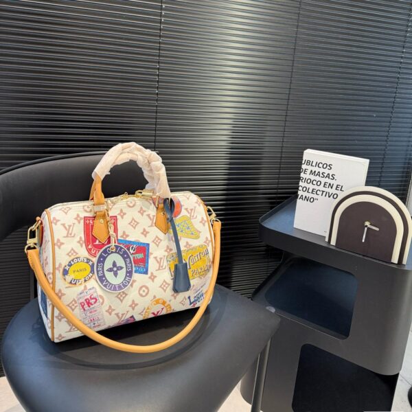 Louis Vuitton Speedy 30 Travel Sticker Canvas Bag – Lightweight Monogram Tote 30CM