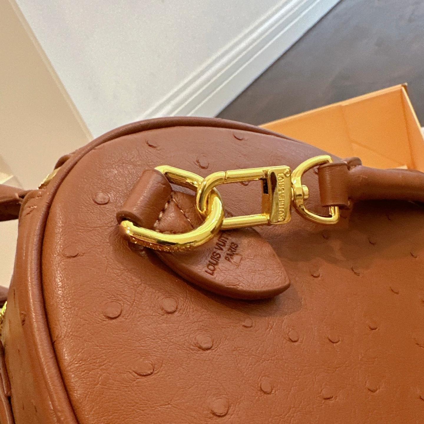 LV Speedy 30 Ostrich-Embossed Leather Bag – 2025 Classic Revival 30CM - Image 5