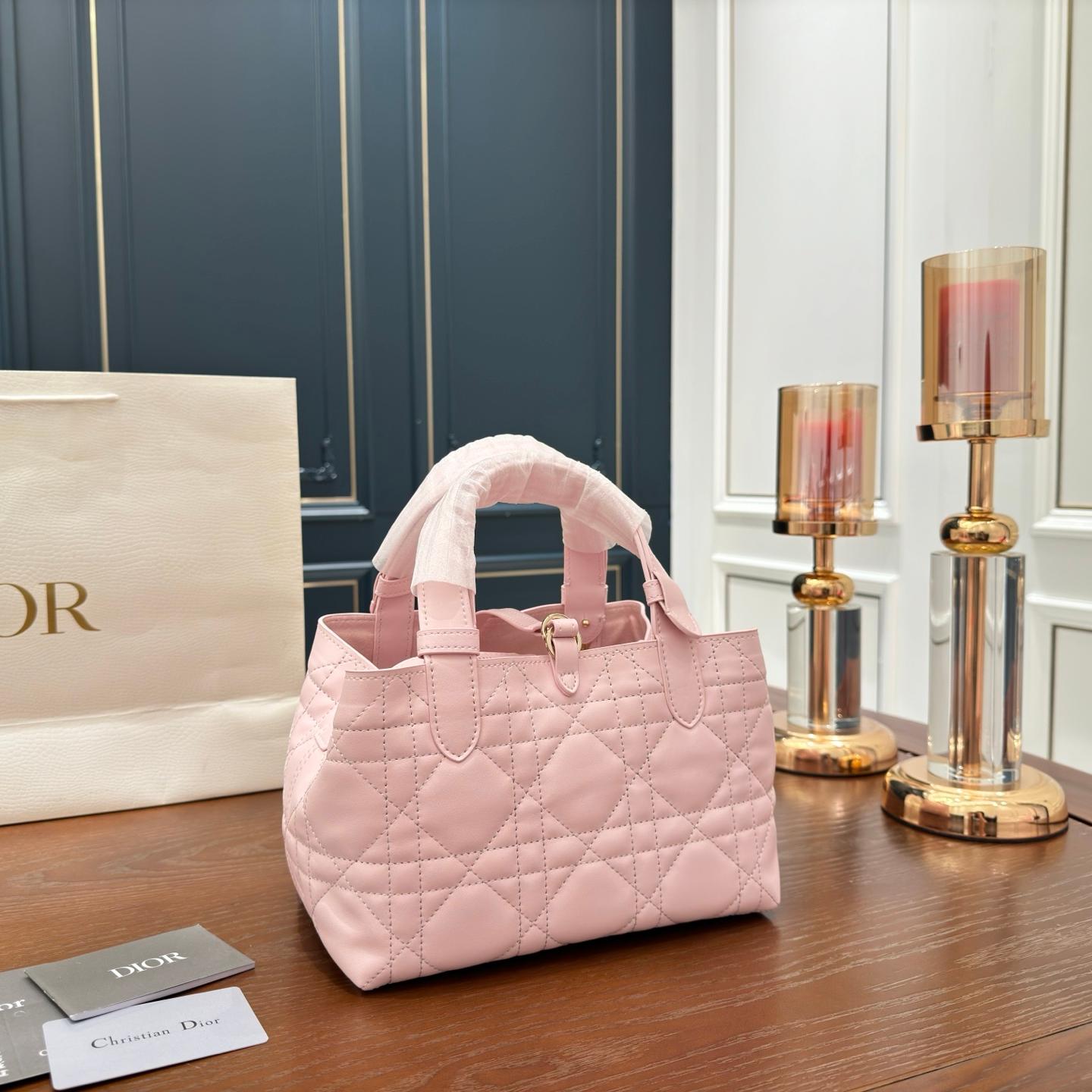 Mini Toujours Quilted Lambskin Tote Bag – Dior-Inspired Adjustable Soft Satchel 24CM - Image 4