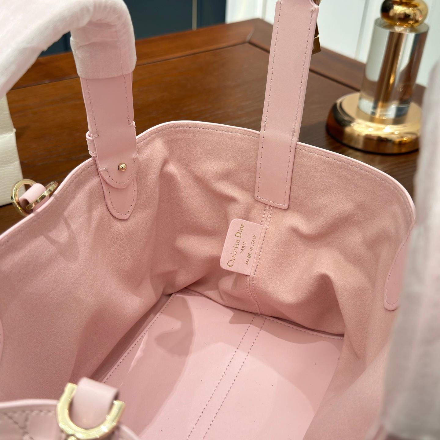 Mini Toujours Quilted Lambskin Tote Bag – Dior-Inspired Adjustable Soft Satchel 24CM - Image 9