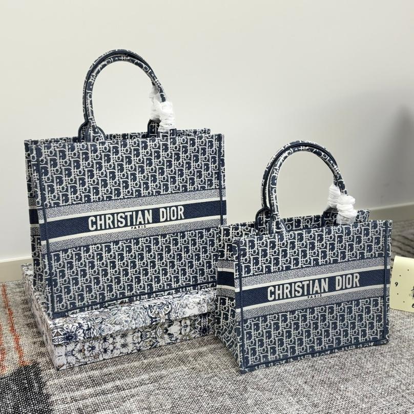 Dior-Inspired Oblique Book Tote – Monogram Embroidered Canvas Bag in 3 Sizes 26CM/36CM/42CM - Image 2