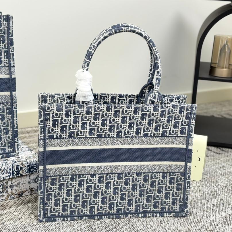 Dior-Inspired Oblique Book Tote – Monogram Embroidered Canvas Bag in 3 Sizes 26CM/36CM/42CM - Image 6