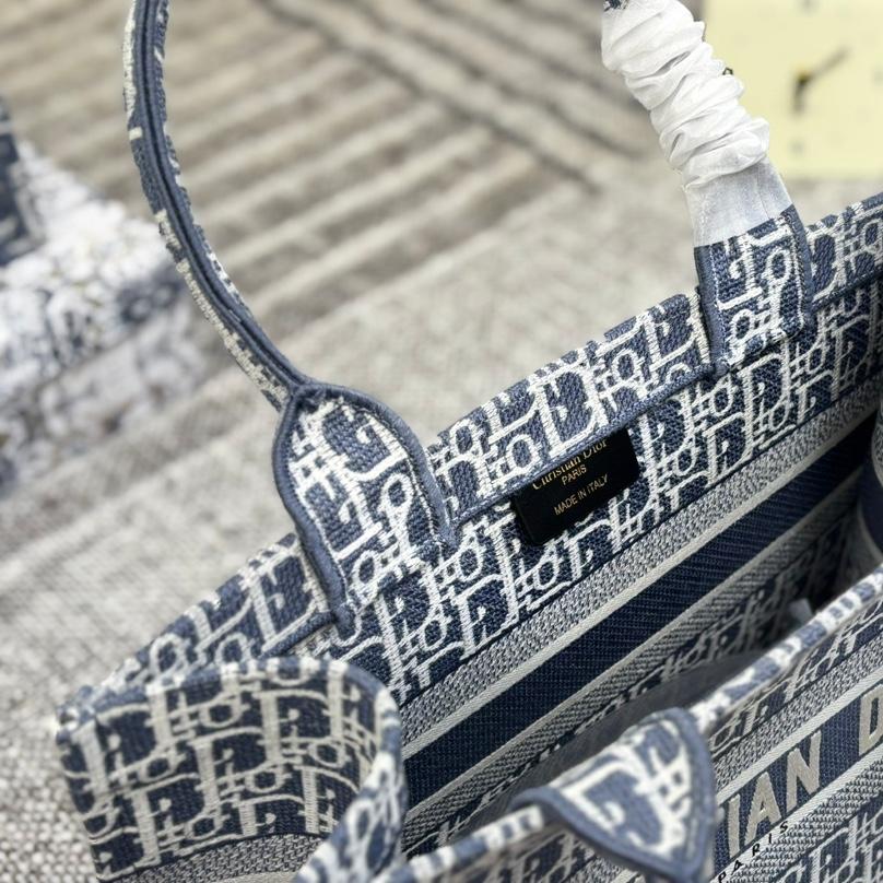 Dior-Inspired Oblique Book Tote – Monogram Embroidered Canvas Bag in 3 Sizes 26CM/36CM/42CM - Image 9