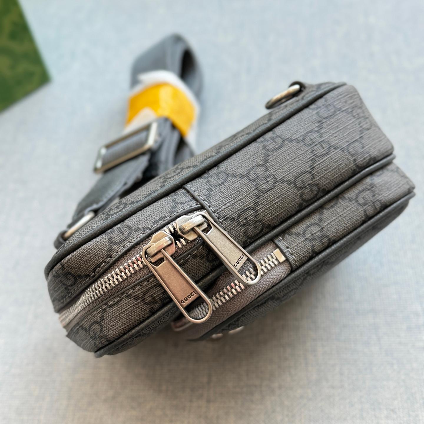 Gucci Ophidia GG Supreme Mini Phone Crossbody Bag – Grey & Black Canvas 19cm - Image 7