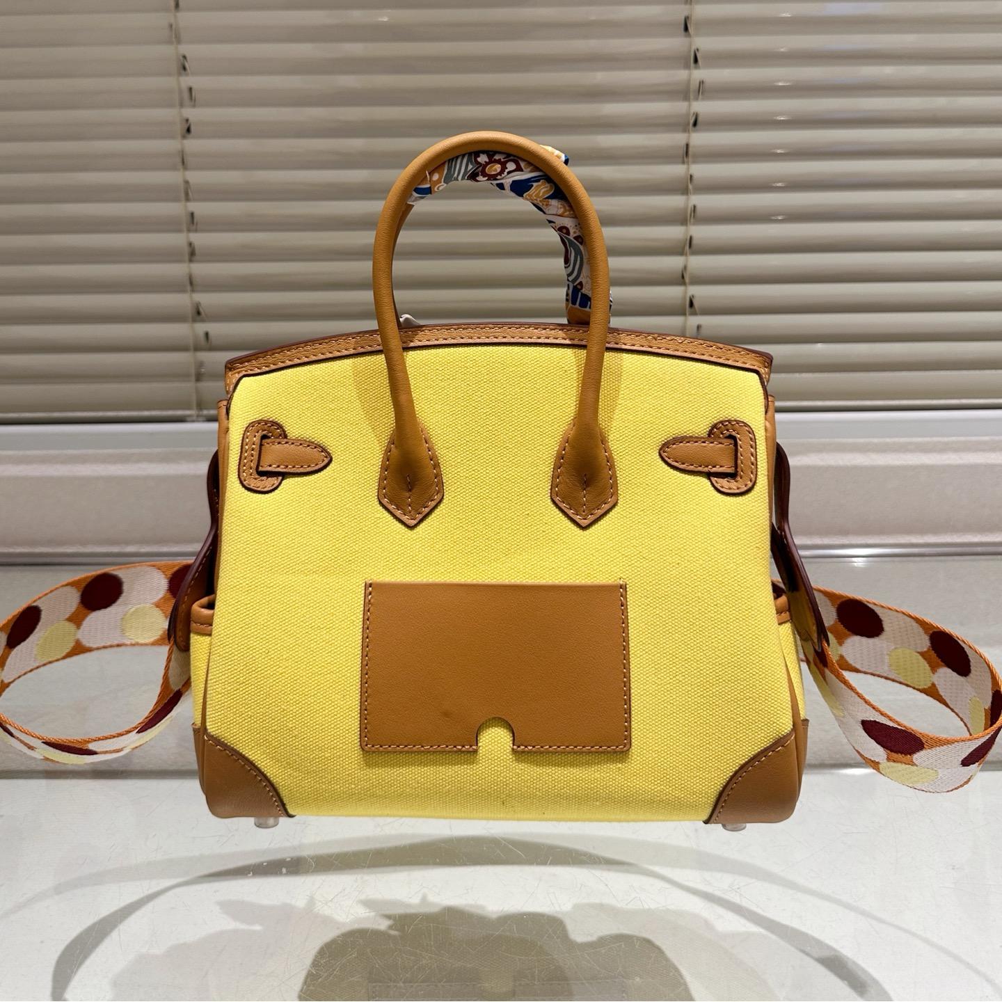 Birkin Cargo 25 in Lemon Yellow Canvas and Calfskin – Light Utility with a Playful Twist - Image 2
