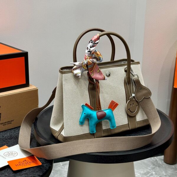 Hermès Garden Party 30 Canvas & Calfskin Tote Bag
