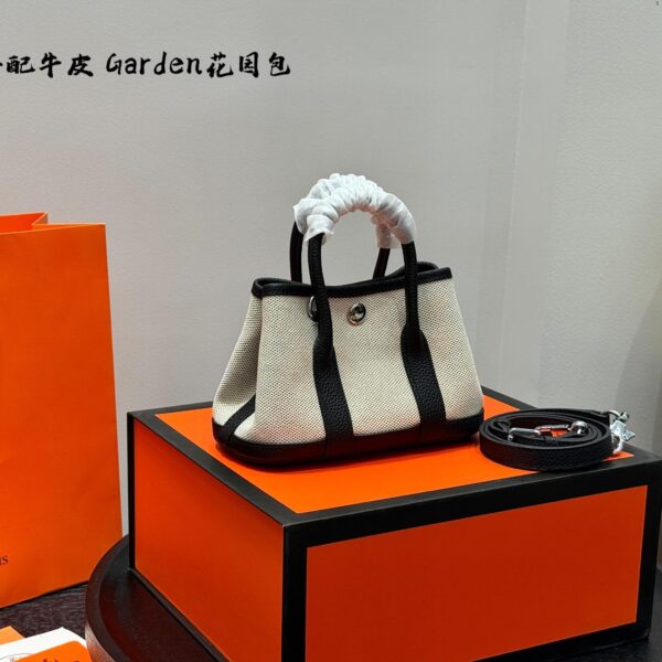 Hermès Garden Party Mini 22cm Canvas & Calfskin Tote Bag