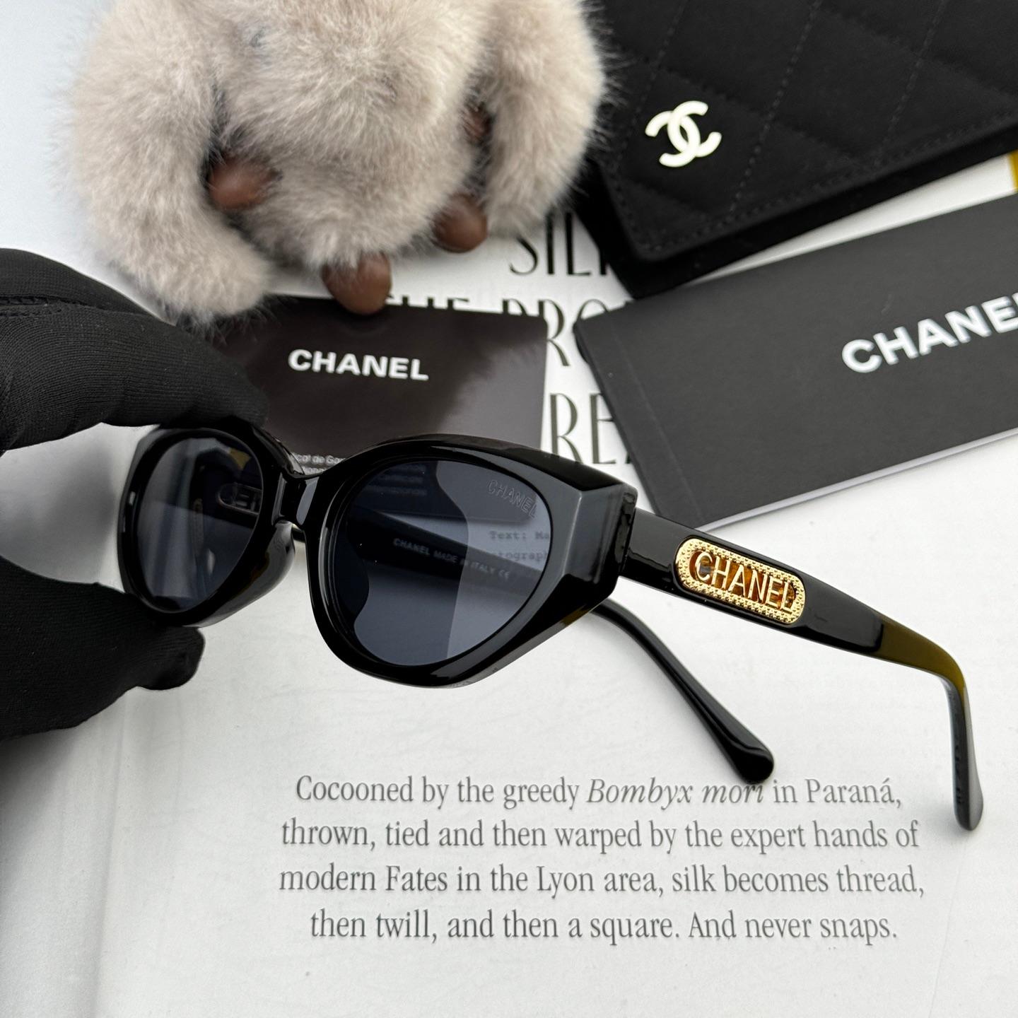 Chanel-Inspired Slim Cat-Eye Sunglasses · Classic Black UV-Protective Lenses - Image 3