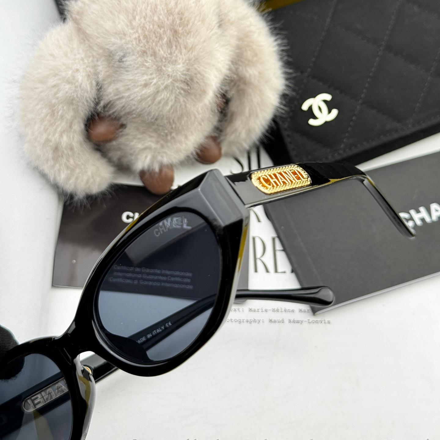 Chanel-Inspired Slim Cat-Eye Sunglasses · Classic Black UV-Protective Lenses - Image 4
