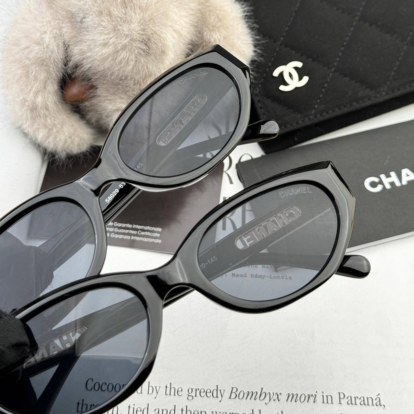 Chanel-Inspired Slim Cat-Eye Sunglasses · Classic Black UV-Protective Lenses - Image 6