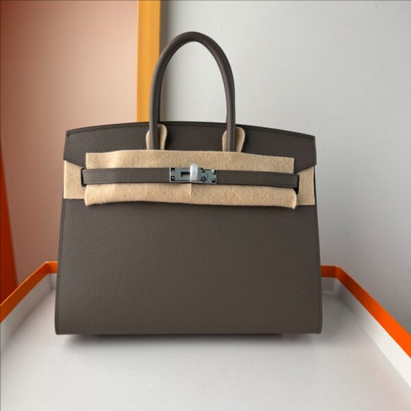 Birkin Platinum 25cm Top-Stitch [Tin Gray] Silver Hardware