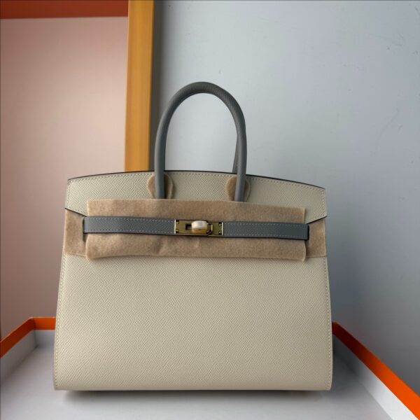 Birkin Platinum 25cm [Milkshake White/Seagull Gray] Gold Hardware